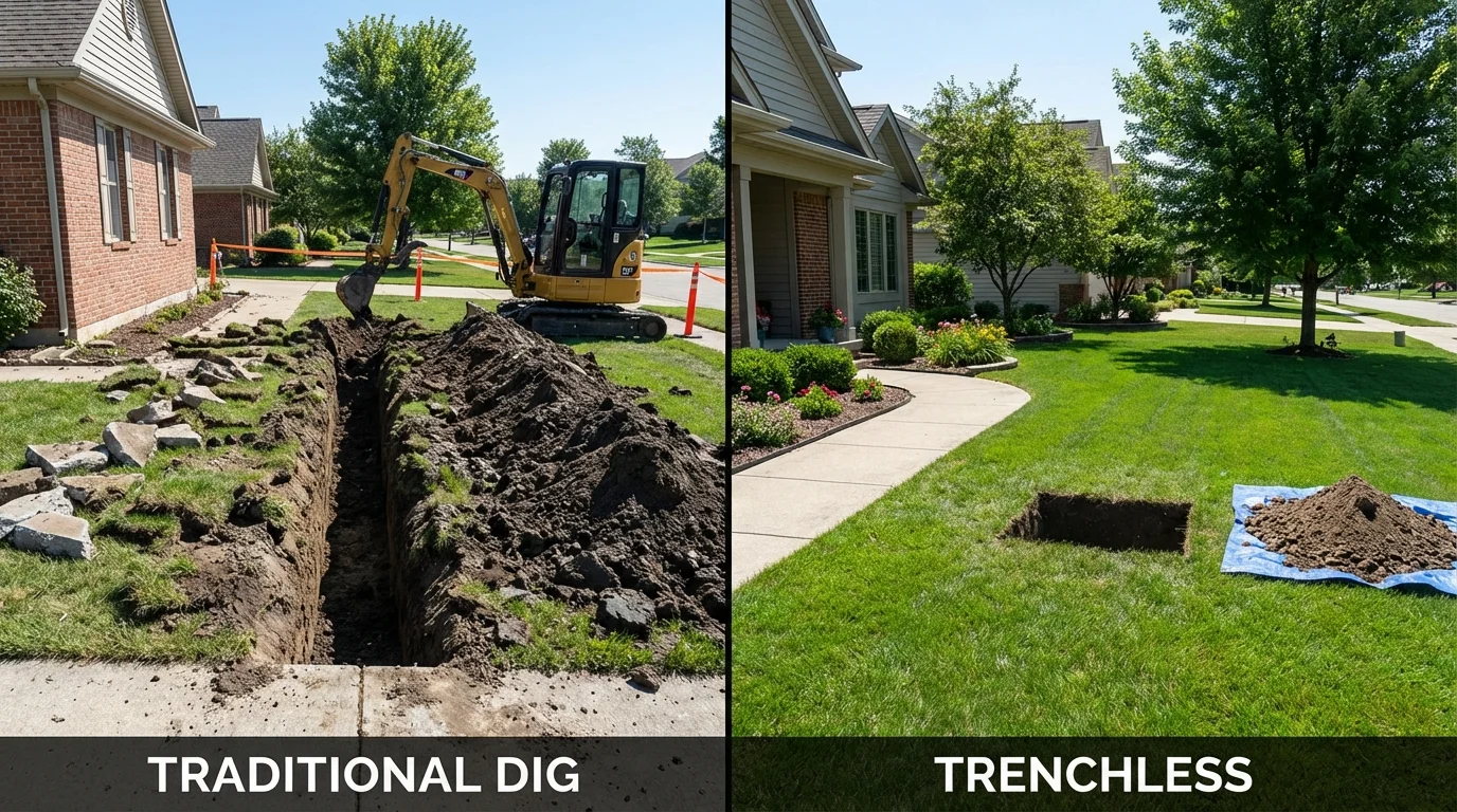 Trenchless sewer repair with minimal yard damage versus traditional excavation in Happy Camp, CA